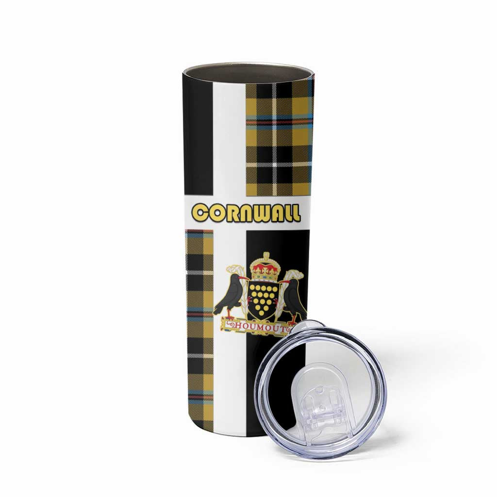 Personalized Cornwall Skinny Tumbler Coat Of Arms - Cornish Tartan - Wonder Print Shop