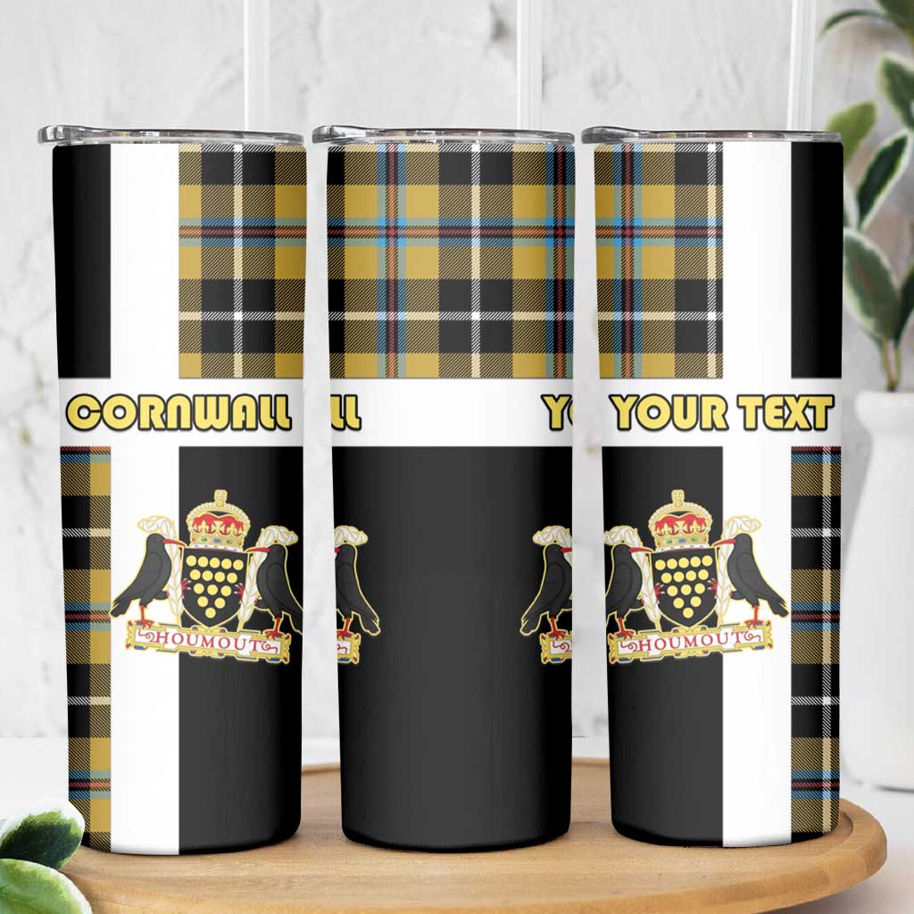 Personalized Cornwall Skinny Tumbler Coat Of Arms - Cornish Tartan - Wonder Print Shop