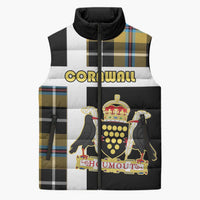 Personalized Cornwall Sleeveless Puffer Jacket Coat Of Arms - Cornish Tartan - Wonder Print Shop