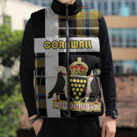 Personalized Cornwall Sleeveless Puffer Jacket Coat Of Arms - Cornish Tartan - Wonder Print Shop