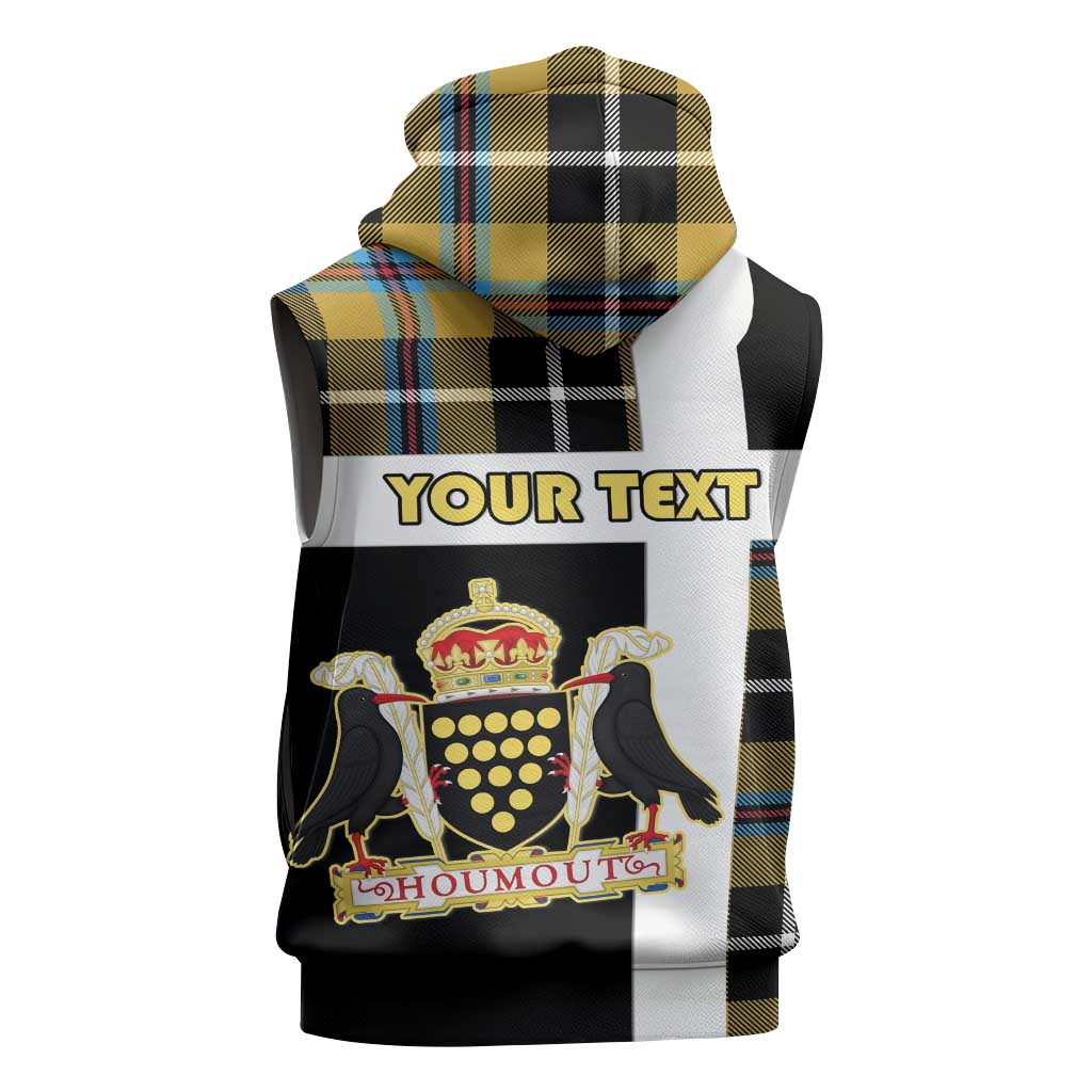 Personalized Cornwall Sleeveless Zip Hoodie Coat Of Arms - Cornish Tartan - Wonder Print Shop
