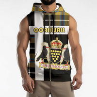 Personalized Cornwall Sleeveless Zip Hoodie Coat Of Arms - Cornish Tartan - Wonder Print Shop