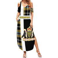 Personalized Cornwall Summer Maxi Dress Coat Of Arms - Cornish Tartan - Wonder Print Shop