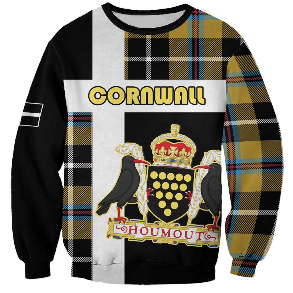 Personalized Cornwall Sweatshirt Coat Of Arms - Cornish Tartan - Wonder Print Shop