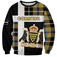 Personalized Cornwall Sweatshirt Coat Of Arms - Cornish Tartan - Wonder Print Shop