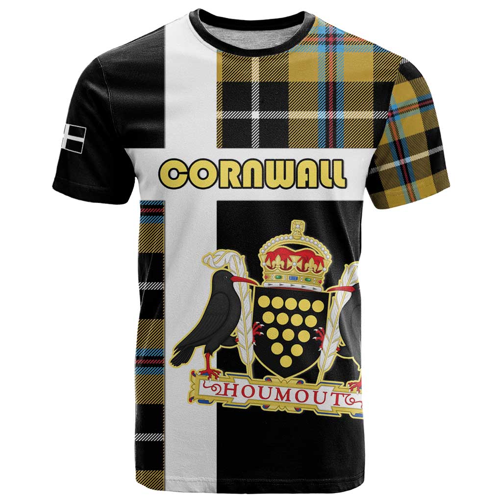 Personalized Cornwall T Shirt Coat Of Arms - Cornish Tartan - Wonder Print Shop