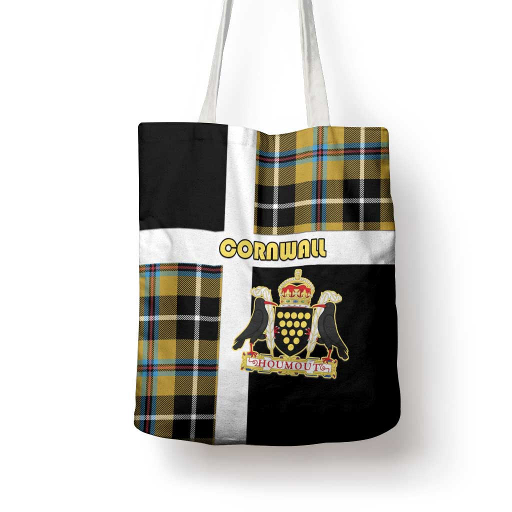 Cornwall Tote Bag Coat Of Arms - Cornish Tartan - Wonder Print Shop
