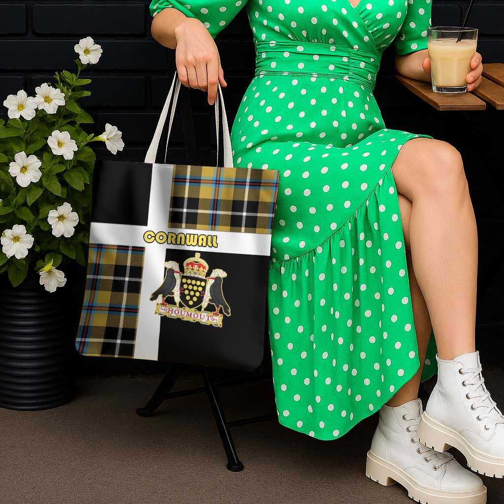 Cornwall Tote Bag Coat Of Arms - Cornish Tartan - Wonder Print Shop