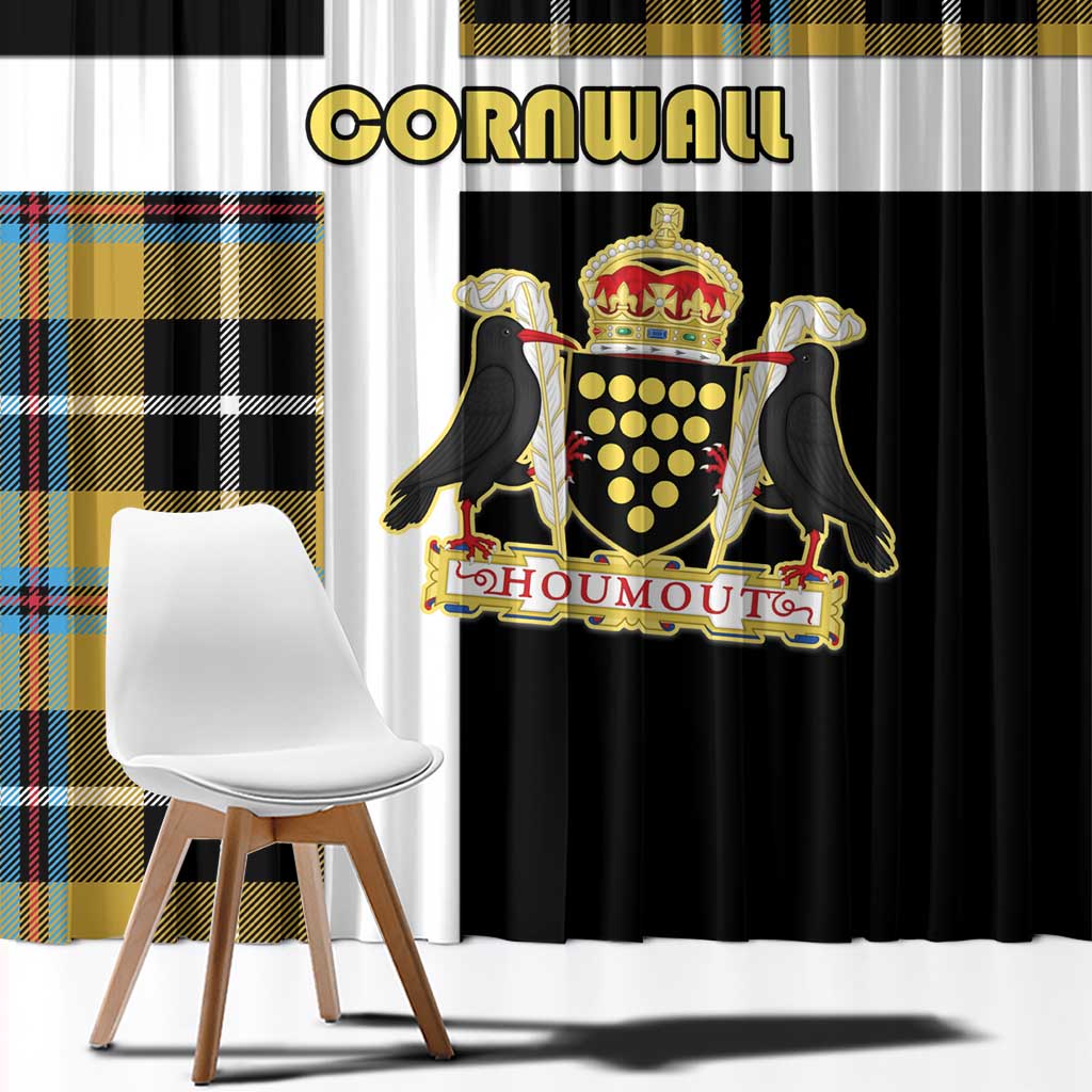 Cornwall Window Curtain Coat Of Arms - Cornish Tartan - Wonder Print Shop