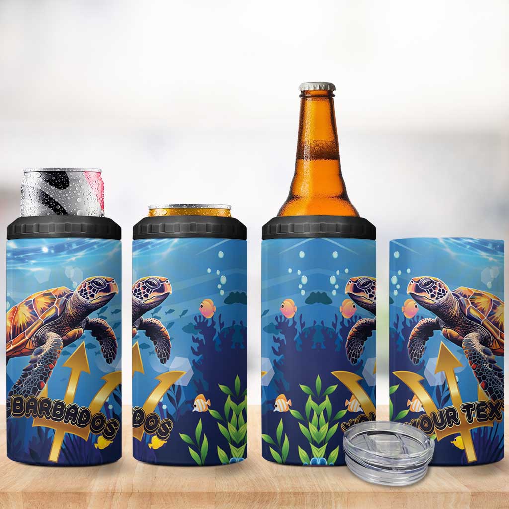 Personalised Barbados Sea Turtle 4 in 1 Can Cooler Tumbler Ocean Style - Wonder Print Shop
