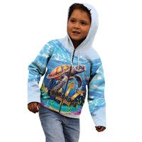 Personalised Barbados Sea Turtle Kid Hoodie Ocean Style - Wonder Print Shop