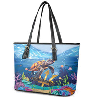 Barbados Sea Turtle Leather Tote Bag Ocean Style - Wonder Print Shop