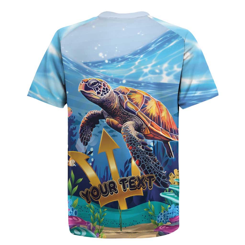 Personalised Barbados Sea Turtle Rugby Jersey Ocean Style - Wonder Print Shop