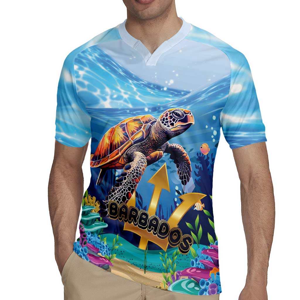 Personalised Barbados Sea Turtle Rugby Jersey Ocean Style - Wonder Print Shop