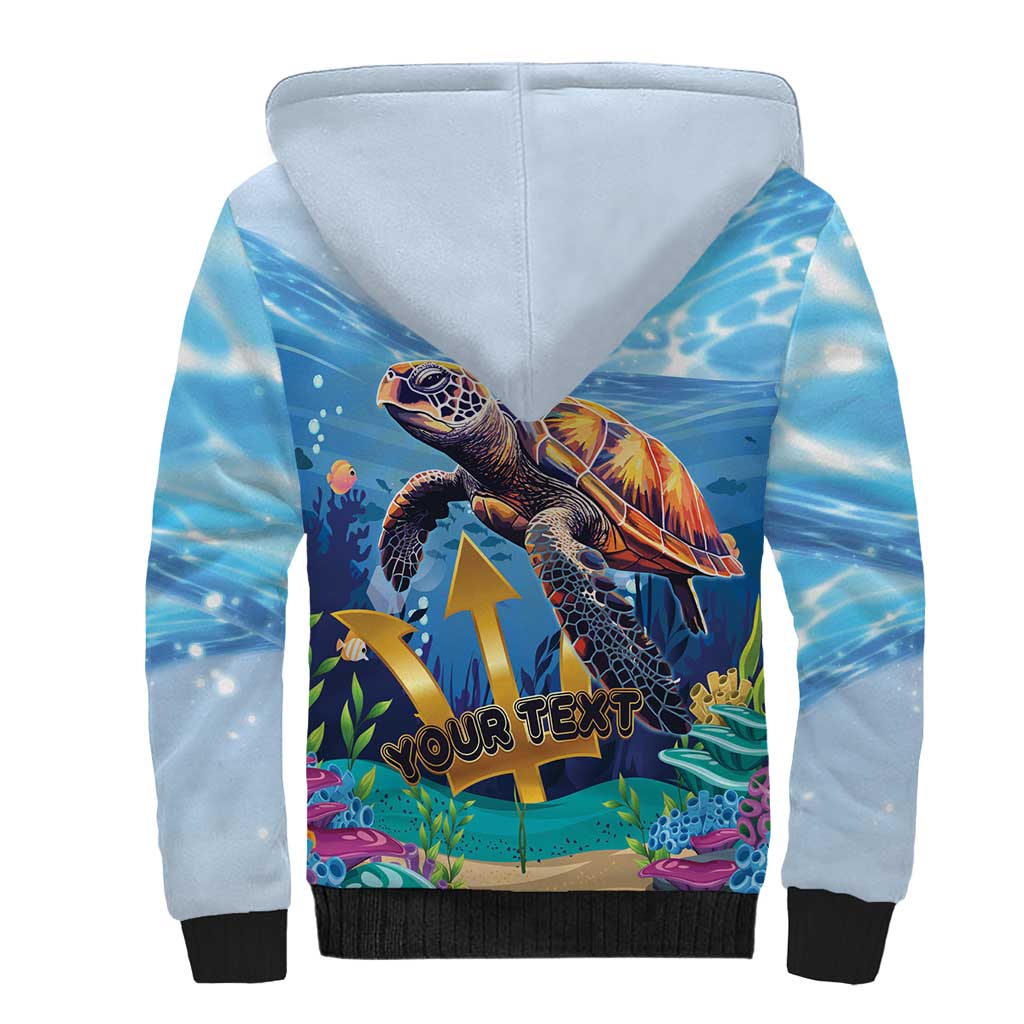 Personalised Barbados Sea Turtle Sherpa Hoodie Ocean Style - Wonder Print Shop