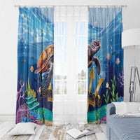 Barbados Sea Turtle Window Curtain Ocean Style - Wonder Print Shop