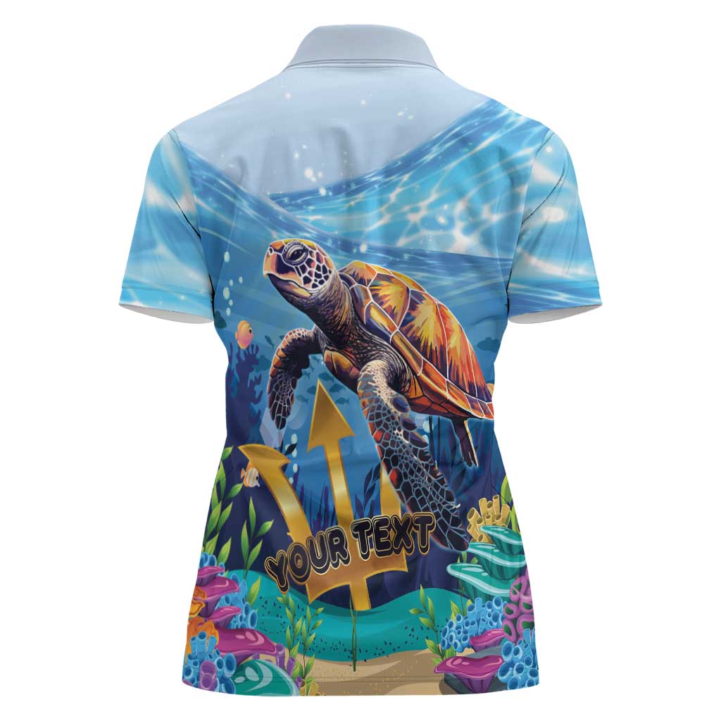 Personalised Barbados Sea Turtle Women Polo Shirt Ocean Style - Wonder Print Shop