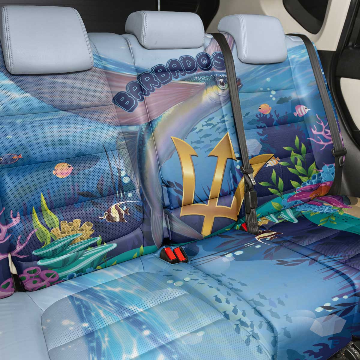 Barbados Flying Fish Back Car Seat Cover Ocean Style - Wonder Print Shop
