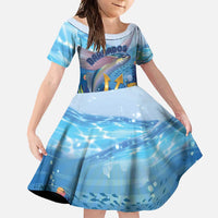Personalised Barbados Flying Fish Family Matching Summer Maxi Dress and Hawaiian Shirt Ocean Style - Wonder Print Shop