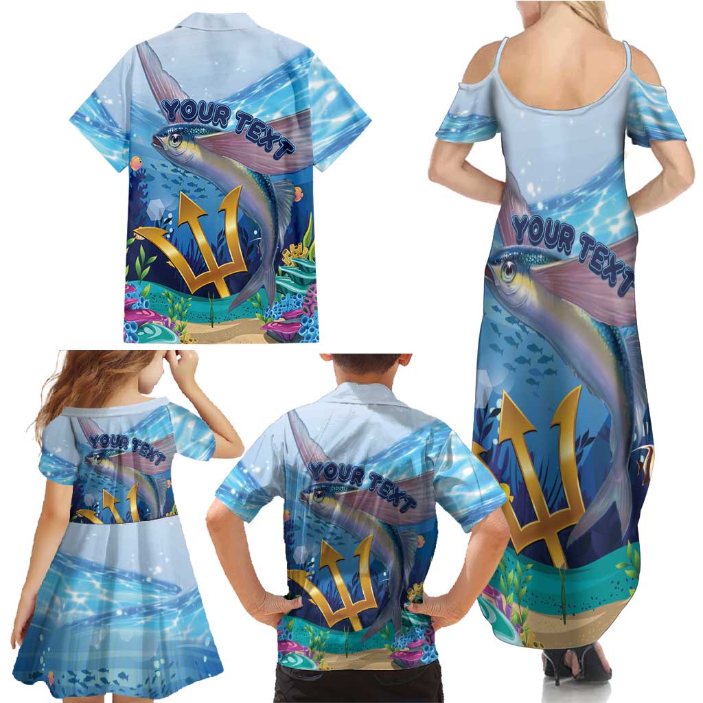 Personalised Barbados Flying Fish Family Matching Summer Maxi Dress and Hawaiian Shirt Ocean Style - Wonder Print Shop