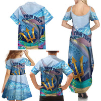 Personalised Barbados Flying Fish Family Matching Summer Maxi Dress and Hawaiian Shirt Ocean Style - Wonder Print Shop