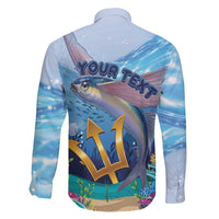 Personalised Barbados Flying Fish Family Matching Summer Maxi Dress and Hawaiian Shirt Ocean Style - Wonder Print Shop