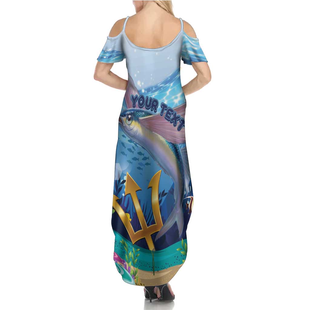 Personalised Barbados Flying Fish Family Matching Summer Maxi Dress and Hawaiian Shirt Ocean Style - Wonder Print Shop