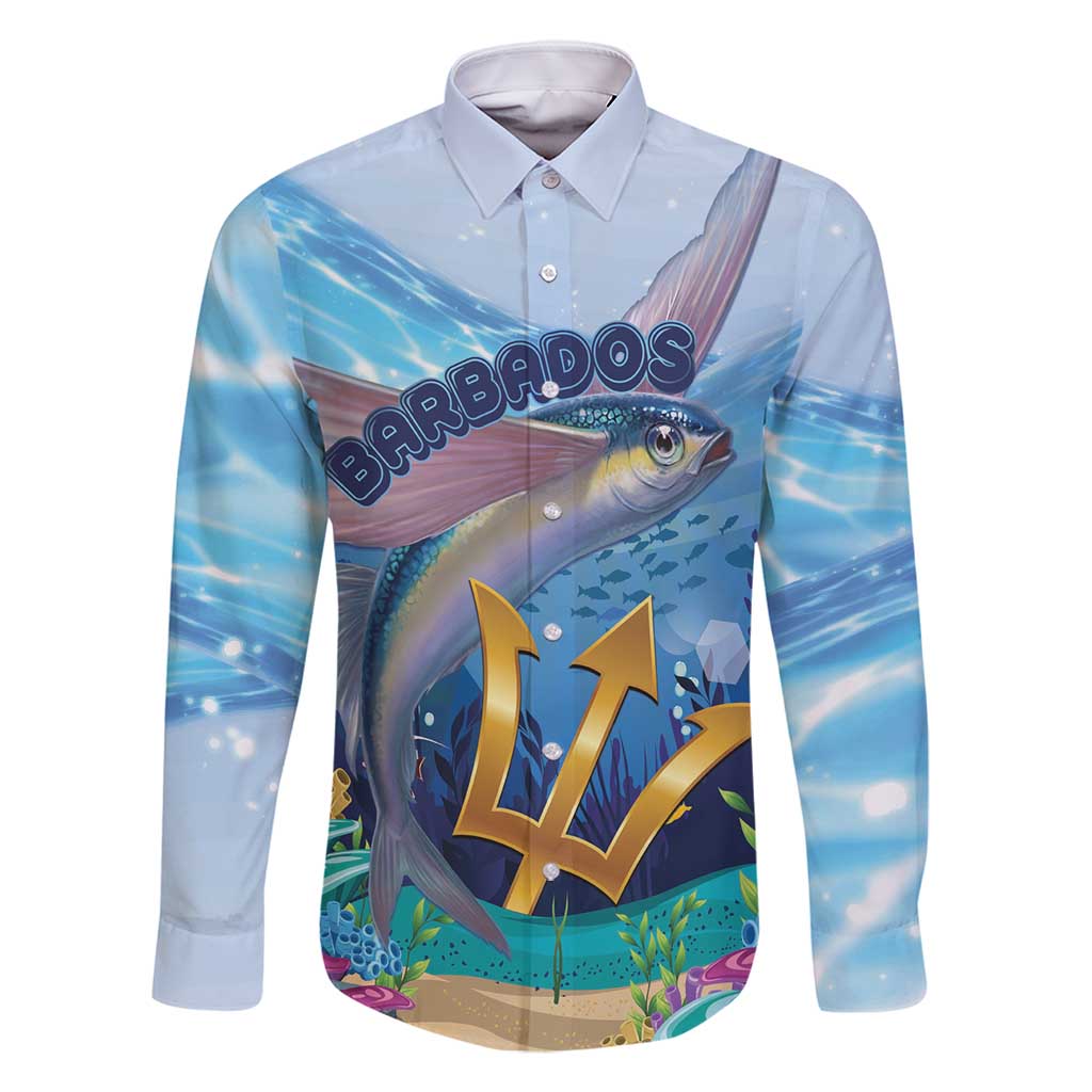 Personalised Barbados Flying Fish Family Matching Tank Maxi Dress and Hawaiian Shirt Ocean Style - Wonder Print Shop