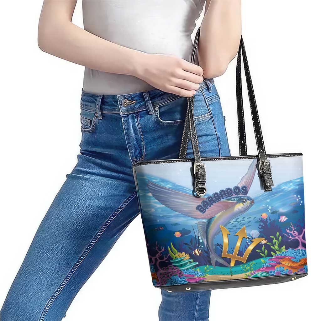 Barbados Flying Fish Leather Tote Bag Ocean Style - Wonder Print Shop