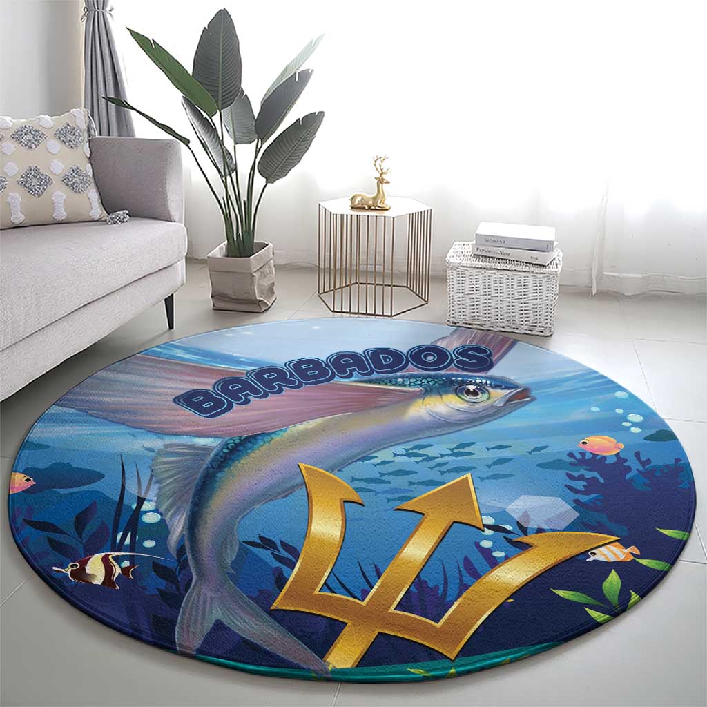 Barbados Flying Fish Round Carpet Ocean Style