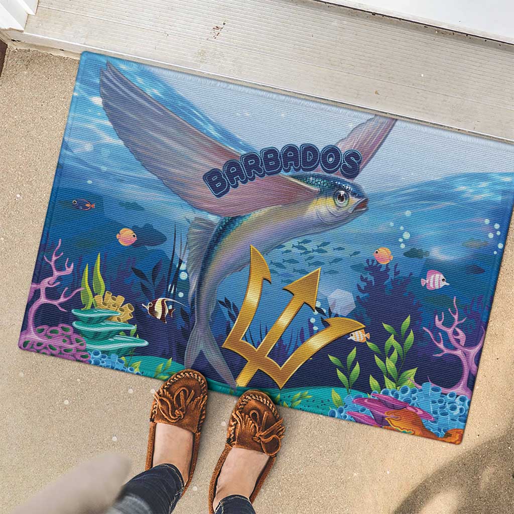Barbados Flying Fish Rubber Doormat Ocean Style - Wonder Print Shop