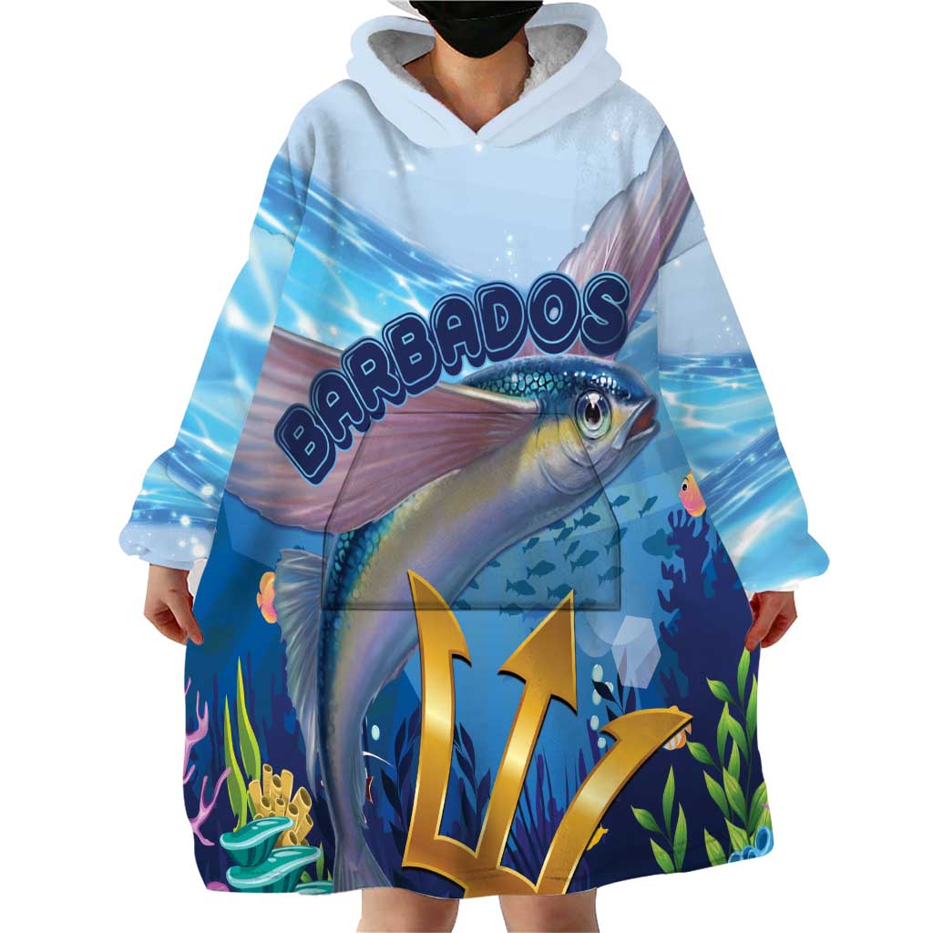 Personalised Barbados Flying Fish Wearable Blanket Hoodie Ocean Style - Wonder Print Shop