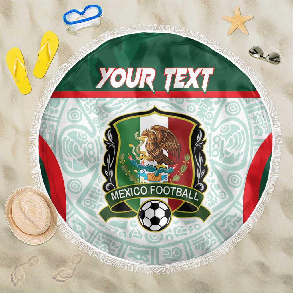 Custom Mexico Football Beach Blanket Aztec Pattern - Wonder Print Shop