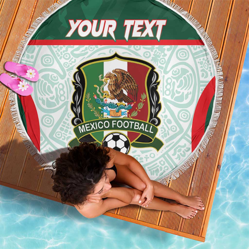 Custom Mexico Football Beach Blanket Aztec Pattern - Wonder Print Shop