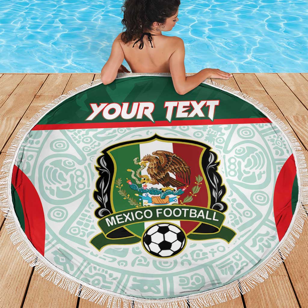 Custom Mexico Football Beach Blanket Aztec Pattern - Wonder Print Shop
