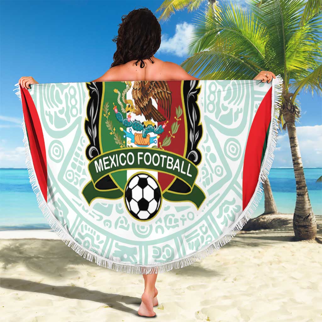 Custom Mexico Football Beach Blanket Aztec Pattern - Wonder Print Shop