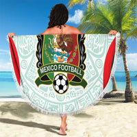 Custom Mexico Football Beach Blanket Aztec Pattern - Wonder Print Shop