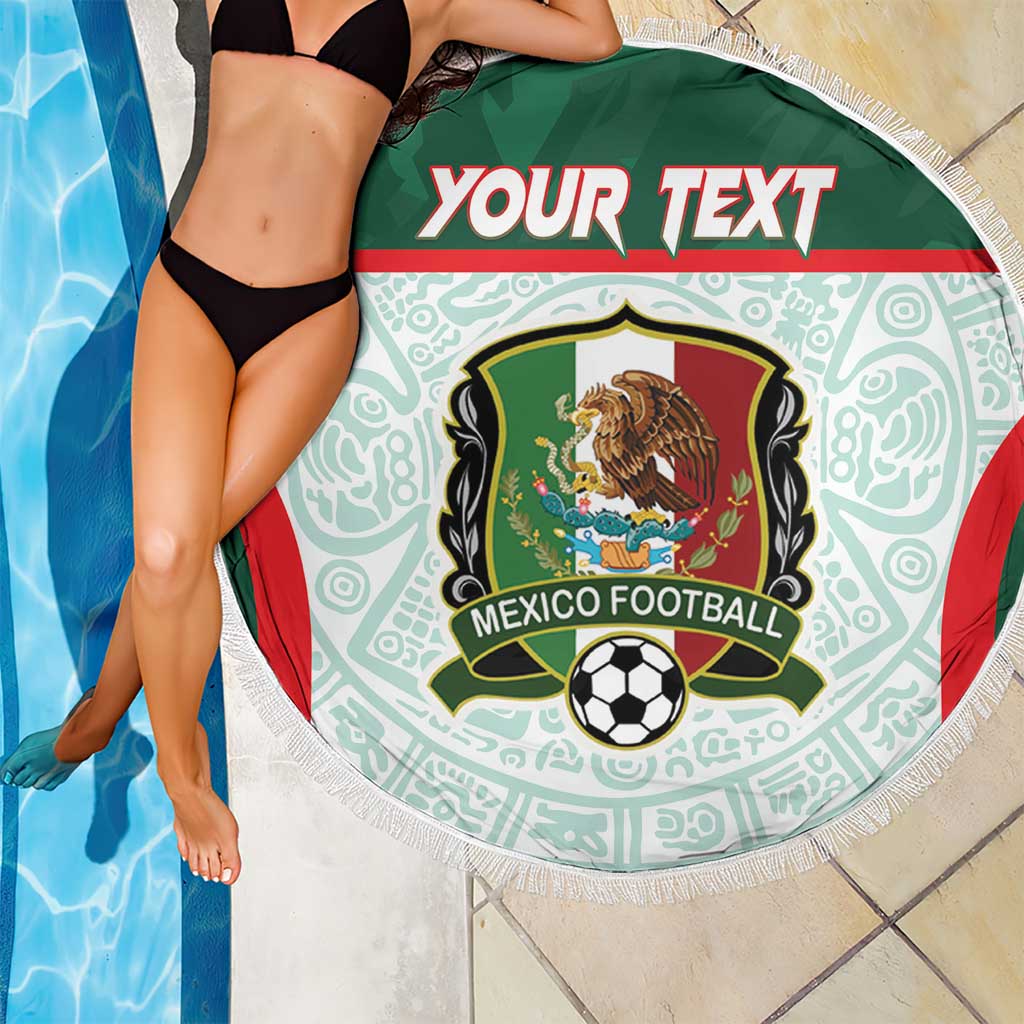 Custom Mexico Football Beach Blanket Aztec Pattern - Wonder Print Shop