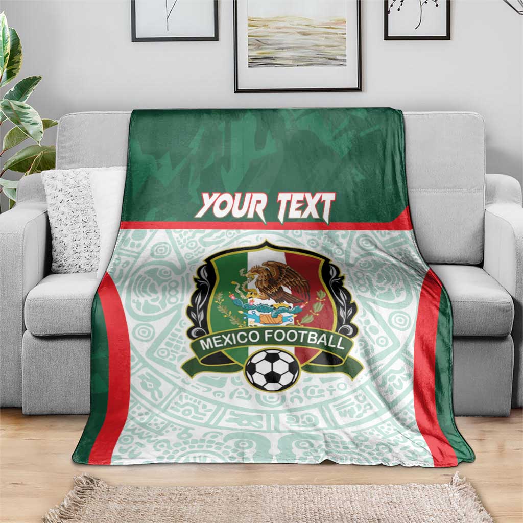 Custom Mexico Football Blanket Aztec Pattern