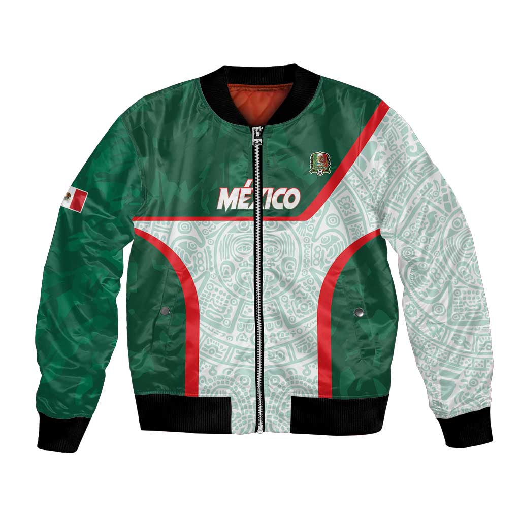 Custom Mexico Football Bomber Jacket Aztec Pattern - Wonder Print Shop