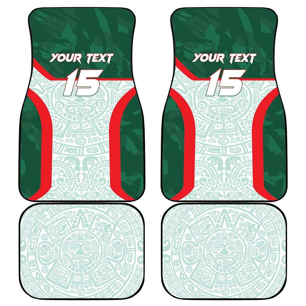Custom Mexico Football Car Mats Aztec Pattern - Wonder Print Shop