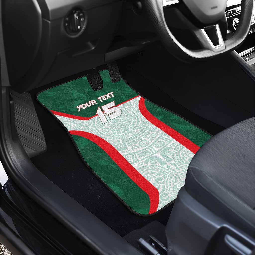 Custom Mexico Football Car Mats Aztec Pattern - Wonder Print Shop