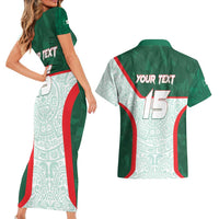 Custom Mexico Football Couples Matching Short Sleeve Bodycon Dress and Hawaiian Shirt Aztec Pattern - Wonder Print Shop