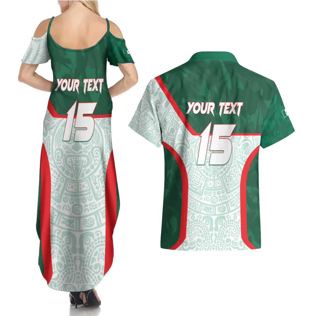 Custom Mexico Football Couples Matching Summer Maxi Dress and Hawaiian Shirt Aztec Pattern - Wonder Print Shop