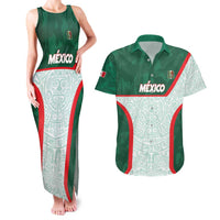 Custom Mexico Football Couples Matching Tank Maxi Dress and Hawaiian Shirt Aztec Pattern - Wonder Print Shop