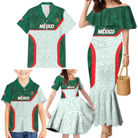 Custom Mexico Football Family Matching Mermaid Dress and Hawaiian Shirt Aztec Pattern - Wonder Print Shop