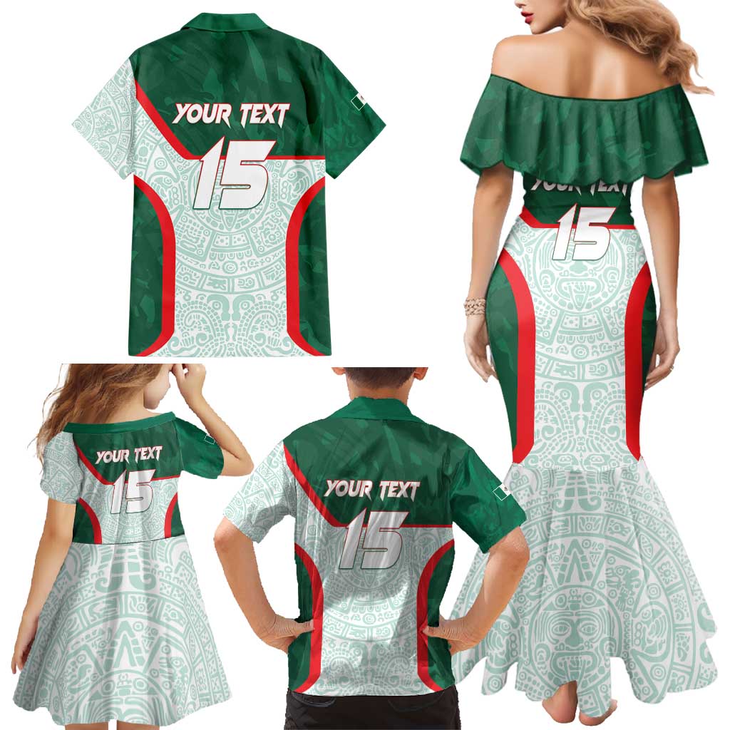 Custom Mexico Football Family Matching Mermaid Dress and Hawaiian Shirt Aztec Pattern - Wonder Print Shop