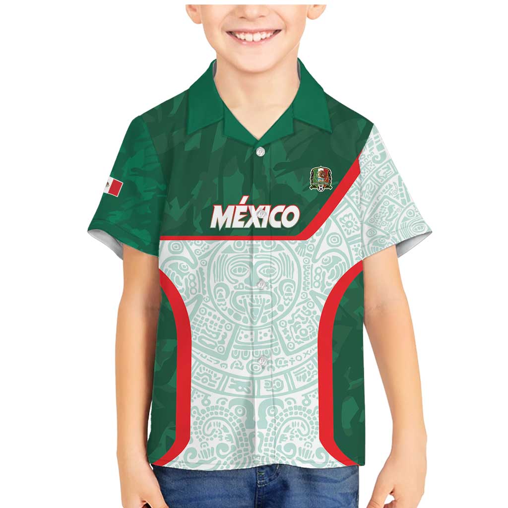Custom Mexico Football Family Matching Mermaid Dress and Hawaiian Shirt Aztec Pattern - Wonder Print Shop