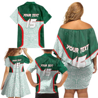 Custom Mexico Football Family Matching Off Shoulder Short Dress and Hawaiian Shirt Aztec Pattern - Wonder Print Shop