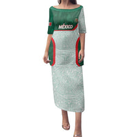 Custom Mexico Football Family Matching Puletasi and Hawaiian Shirt Aztec Pattern - Wonder Print Shop